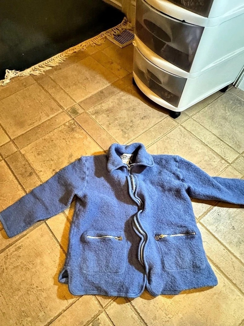 Bernard Blue Wool Zip Jacket Size Large
